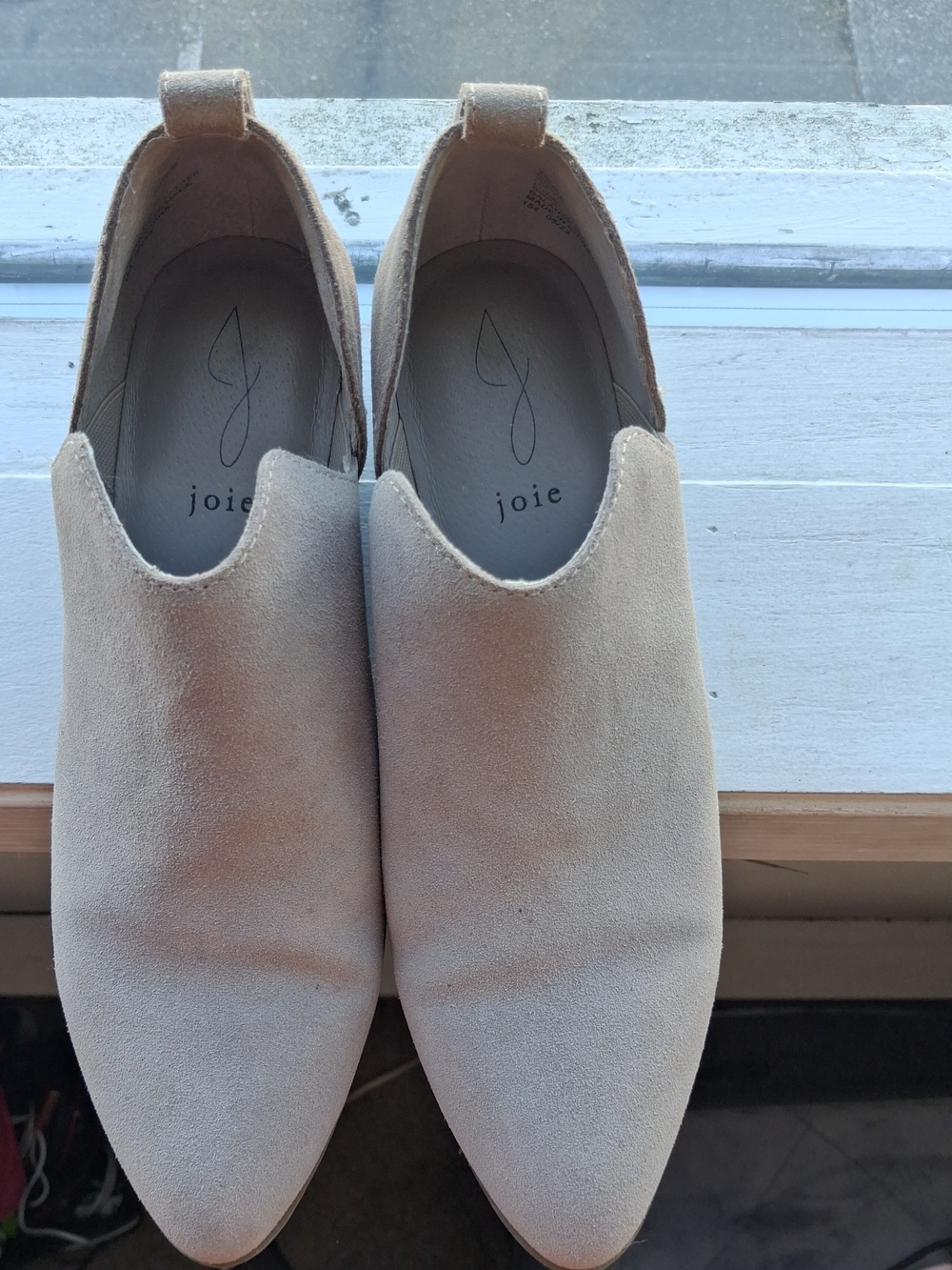 Womens Slip-On Suede Slip On Boots in Beige